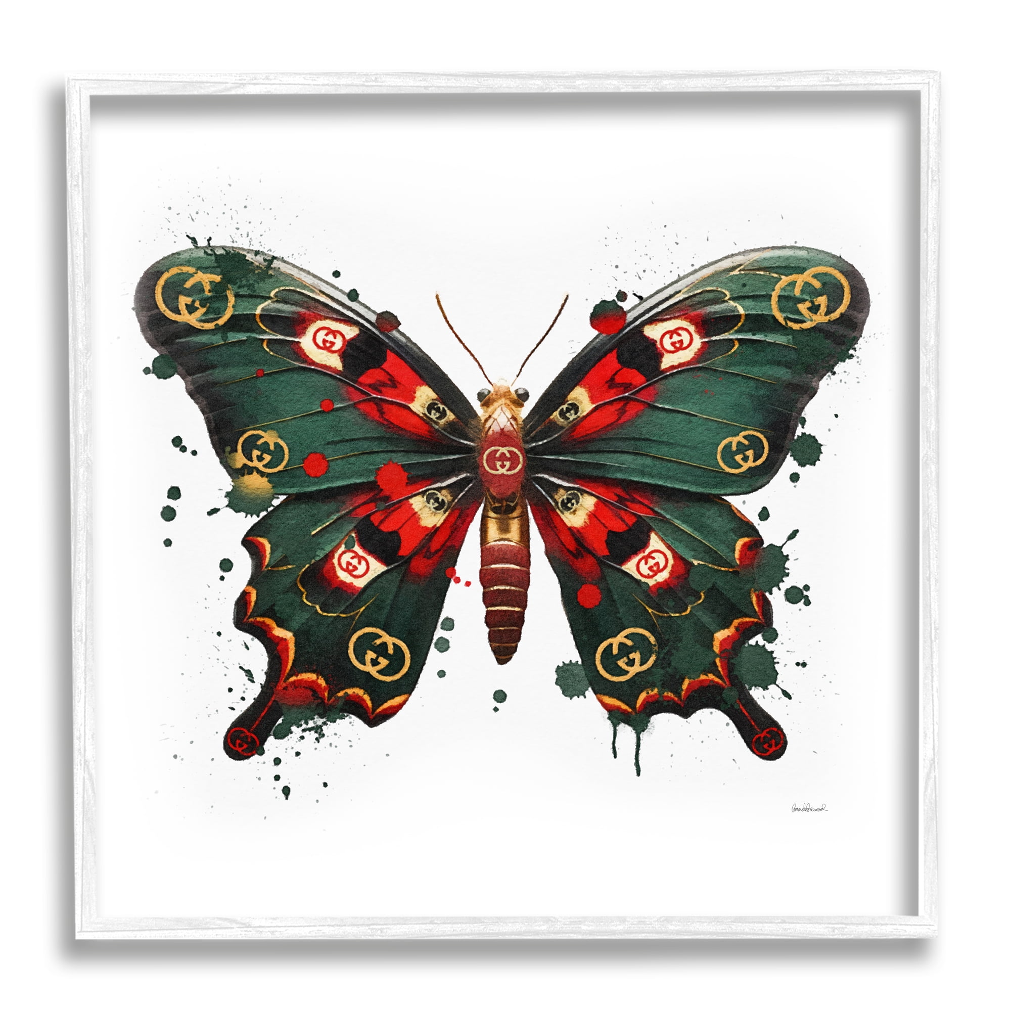 Stupell Industries Fashion Brand Butterfly Animals & Insects Painting White Framed Art Print Wall Art, 12 x 12