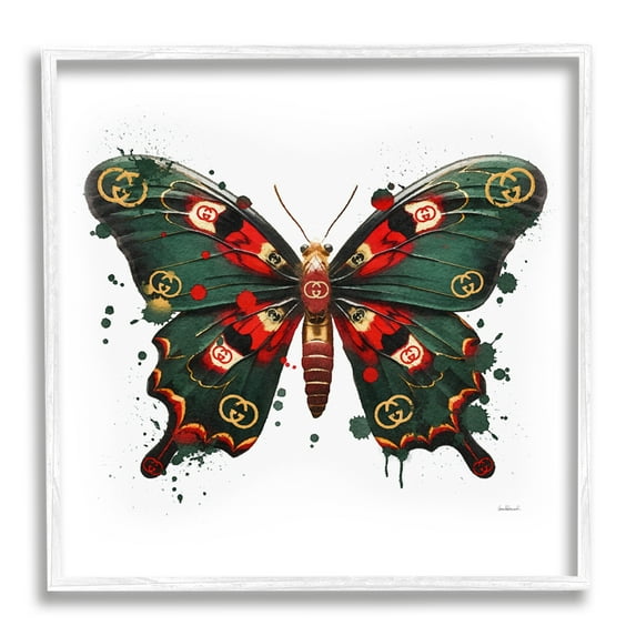 Stupell Industries Fashion Brand Butterfly Animals & Insects Painting White Framed Art Print Wall Art, 24 x 24
