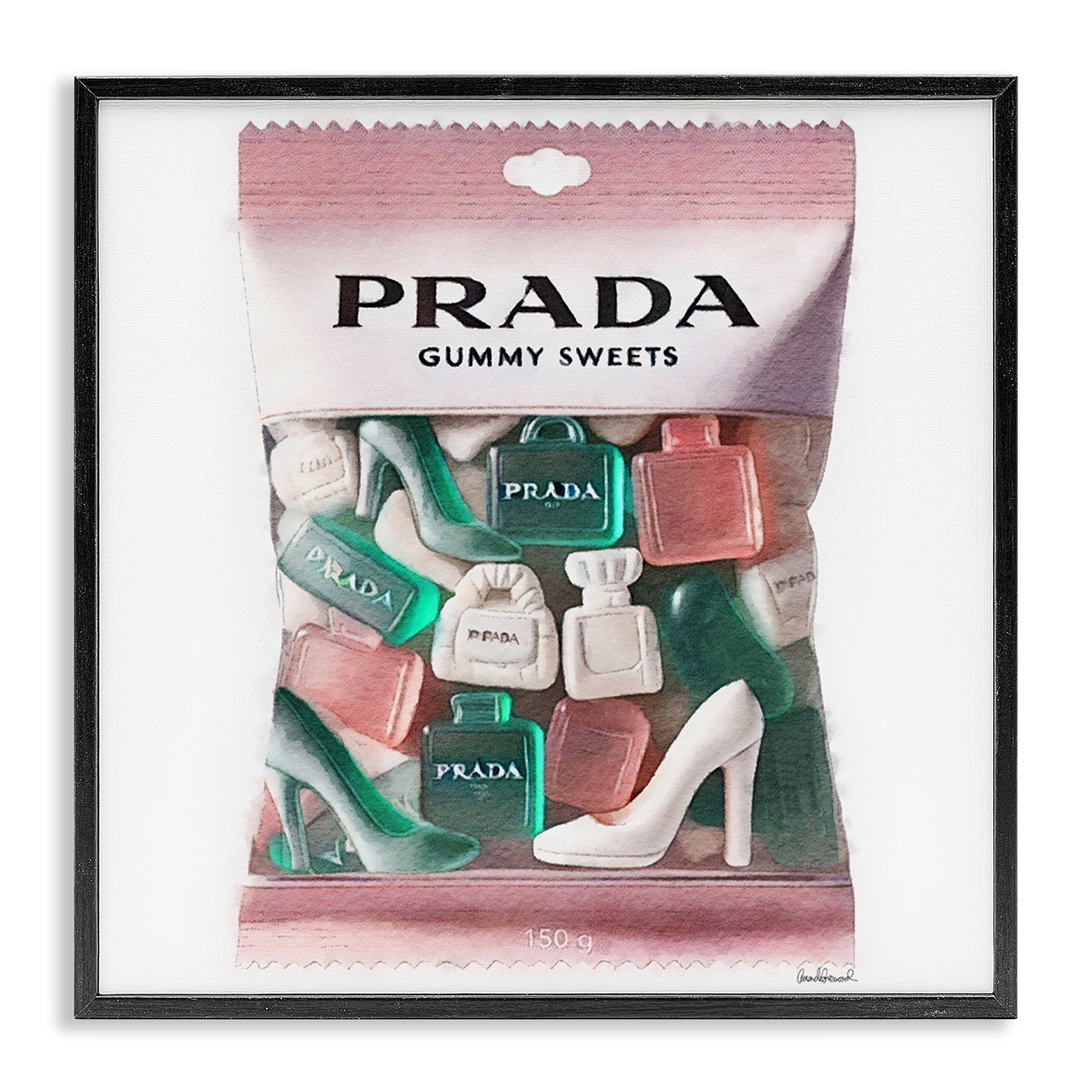 Stupell Industries Fashion Brand Candies Fashion Painting Black Framed Art Print Wall Art, 24 x 24