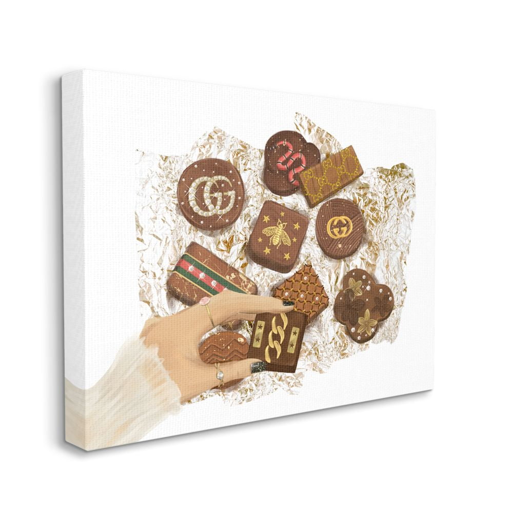 Stupell Industries Fashion Brand Candy Sample Gold Glam Design Canvas Wall Art by Ziwei Li