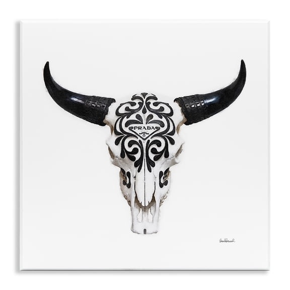 Stupell Industries Fashion Brand Cow Skull Fashion Painting Unframed Art Print Wall Art, 12 x 12