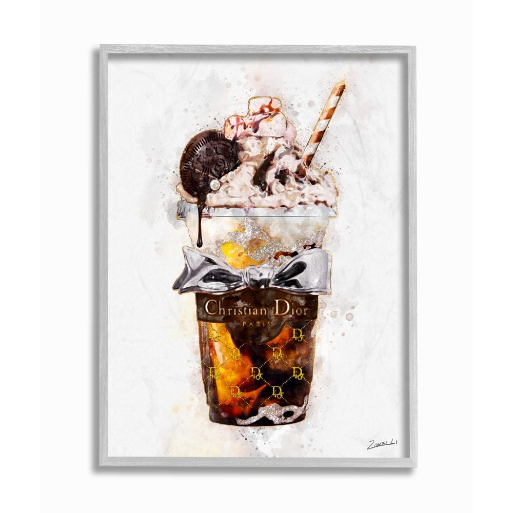 Stupell Industries Fashion Brand Dessert Cup Watercolor Painting Framed Wall Art by Ziwei Li