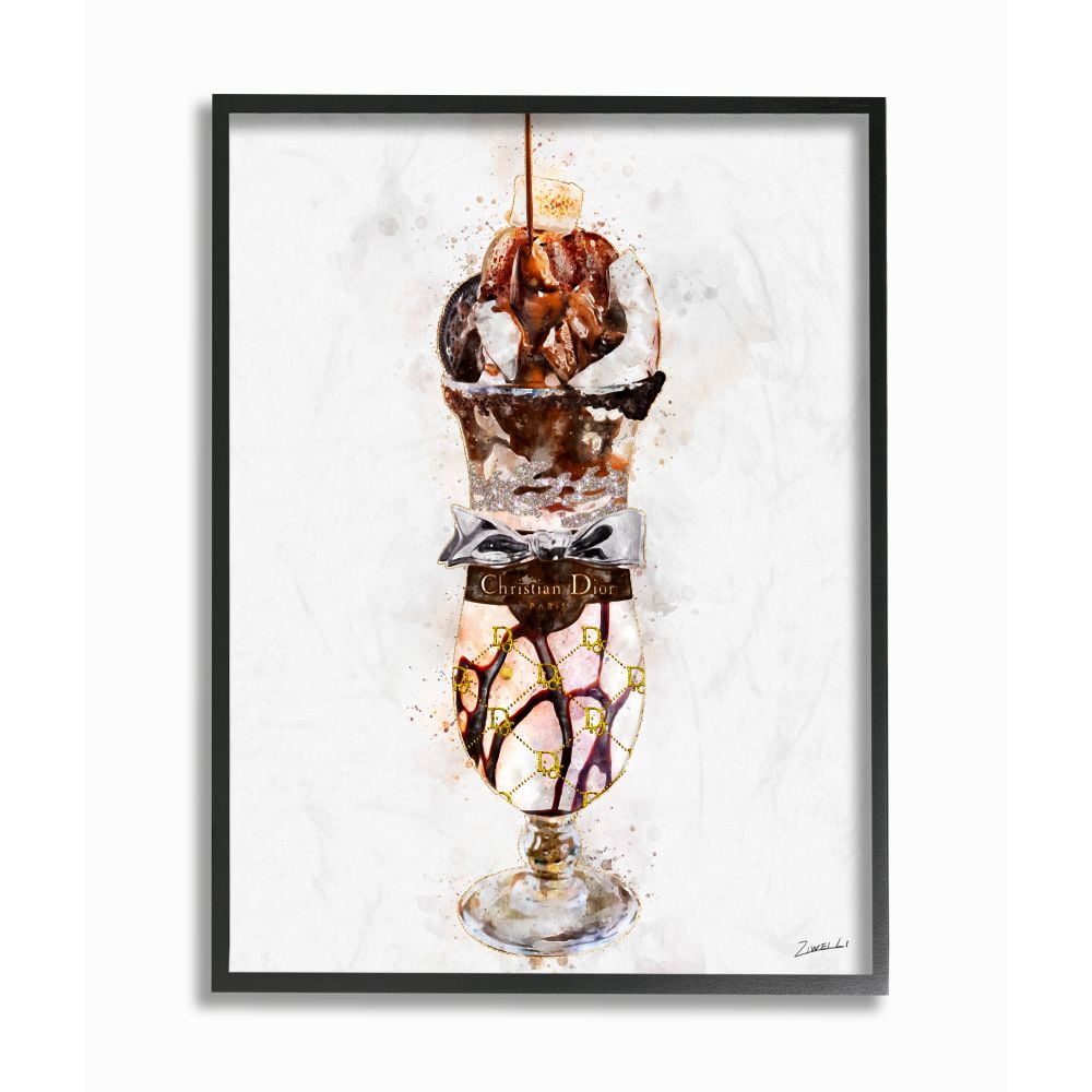 Stupell Industries Fashion Brand Dessert Cup Watercolor Painting Framed Wall Art by Ziwei Li