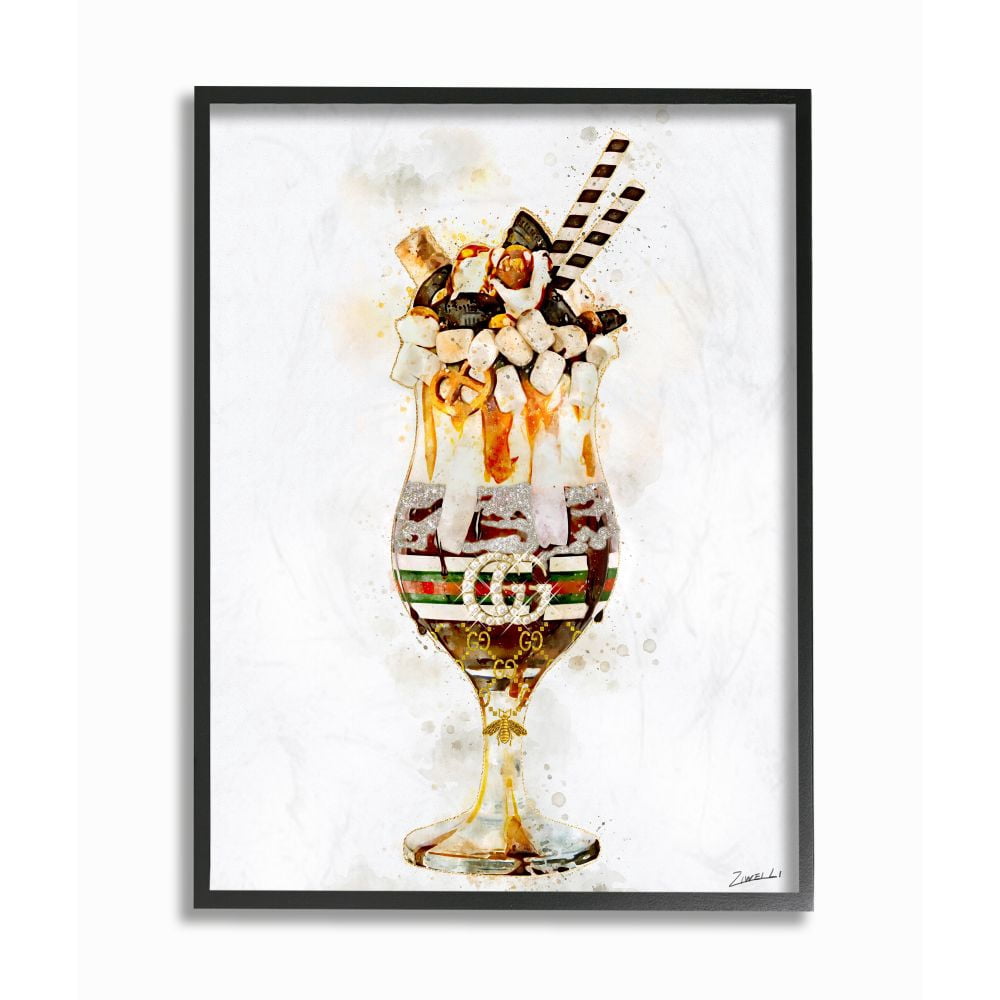 Stupell Industries Fashion Brand Dessert Glass Watercolor Painting Framed Wall Art by Ziwei Li