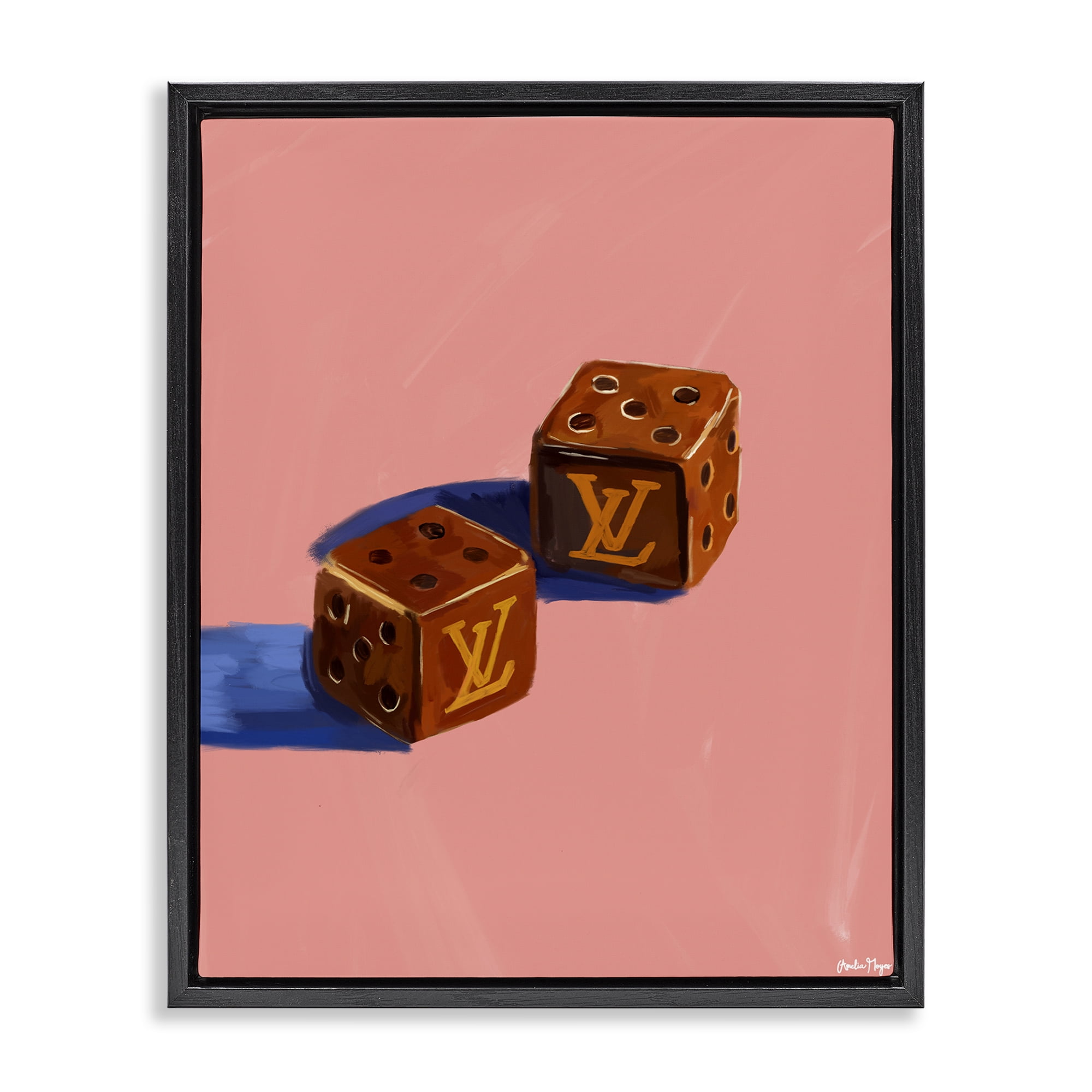 Stupell Industries Fashion Brand Dice Black Framed Floater Canvas Wall Art, design by Amelia Noyes