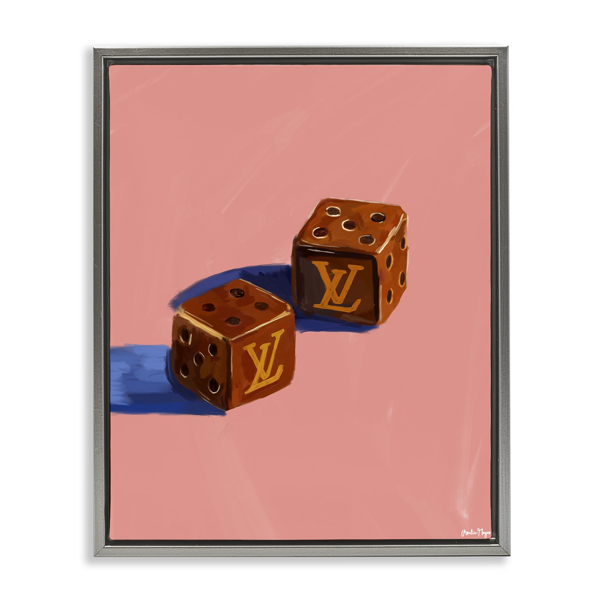 Stupell Industries Fashion Brand Dice Gray Framed Floater Canvas Wall Art, design by Amelia Noyes