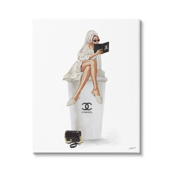 Stupell Industries Fashion Brand Emblem Coffee Cup Woman Graphic Art Gallery Wrapped Canvas Print Wall Art, Design by Ziwei Li
