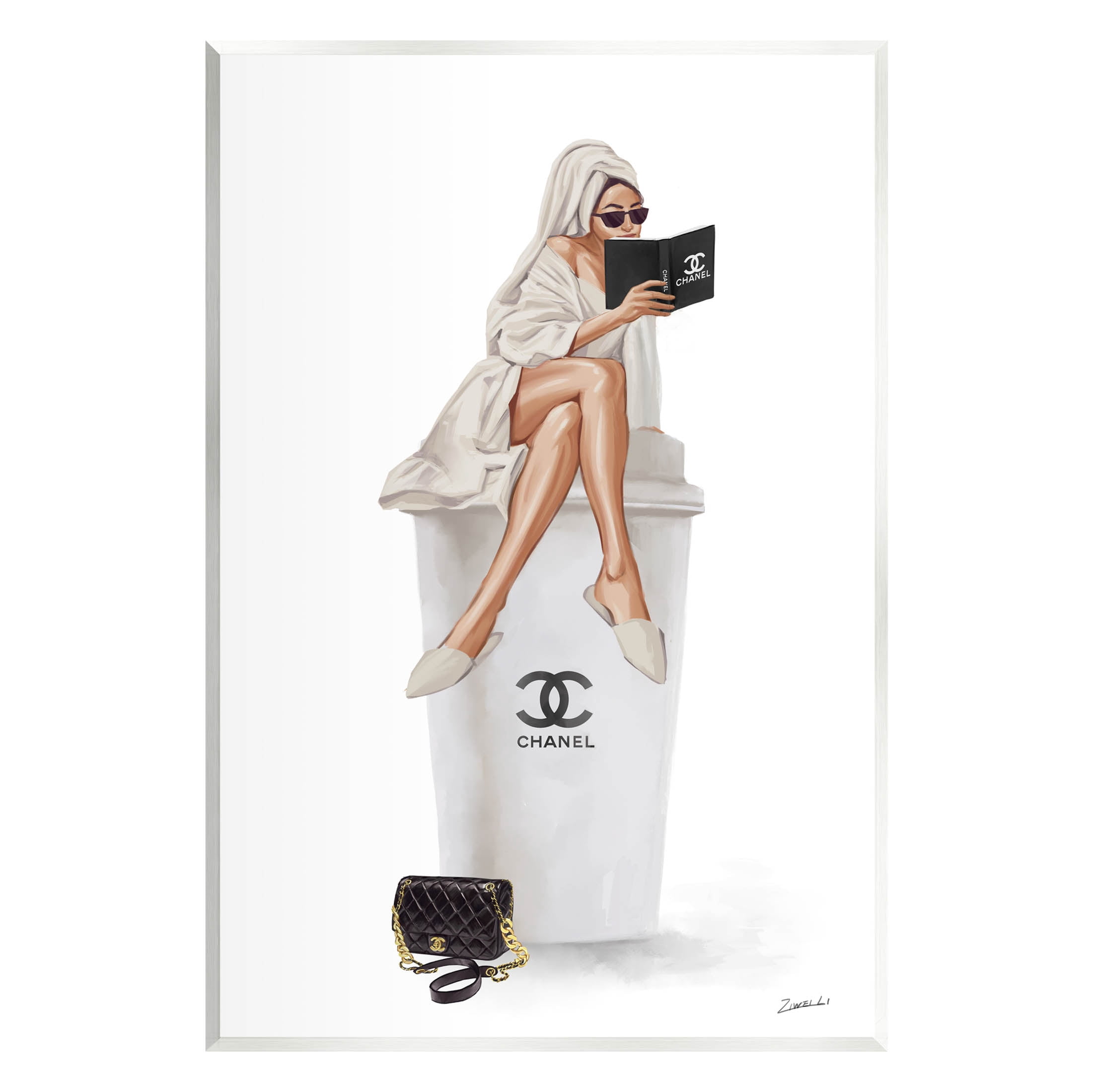 Stupell Industries Fashion Brand Emblem Coffee Cup Woman Graphic Art Unframed Art Print Wall Art, Design by Ziwei Li