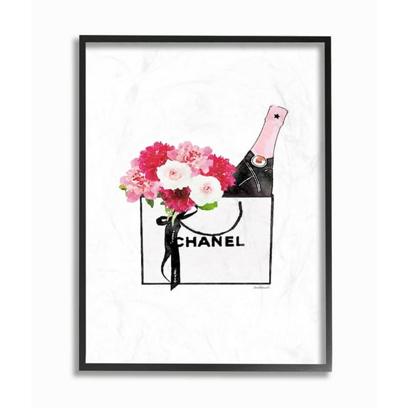 Stupell Industries Fashion Brand Flowers And Wine Watercolor Design Framed Wall Art by Amanda Greenwood
