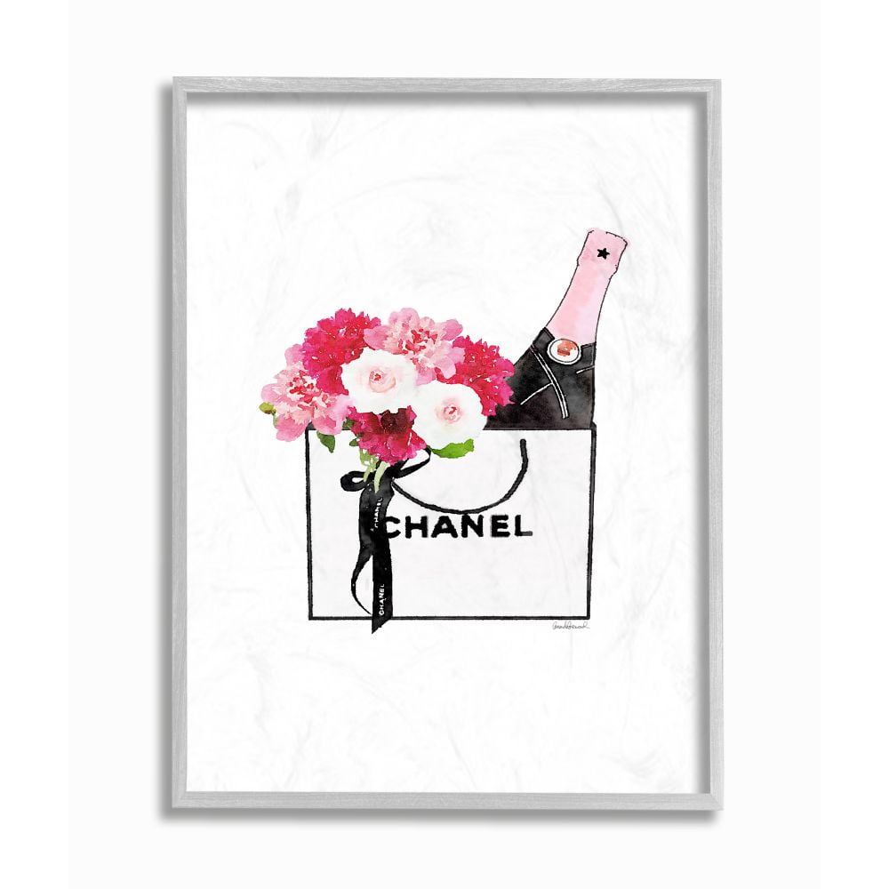 Stupell Industries Fashion Brand Flowers And Wine Watercolor Design Framed Wall Art by Amanda Greenwood