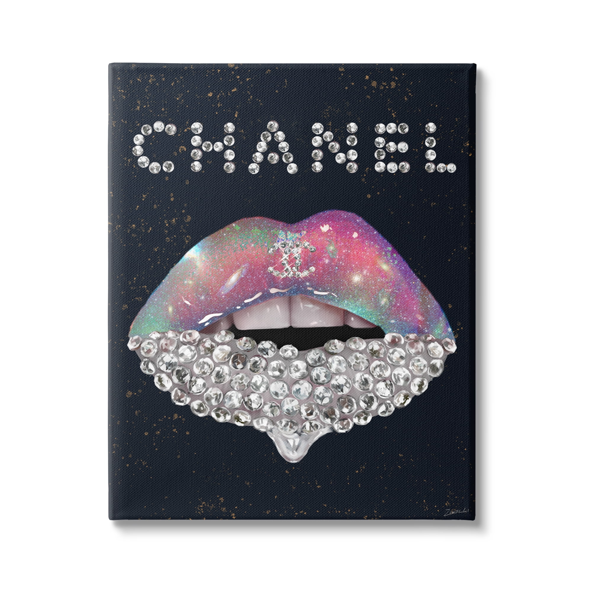 Glamorous Chanel Diamond Lips Canvas Wall Art, 24 x 30
