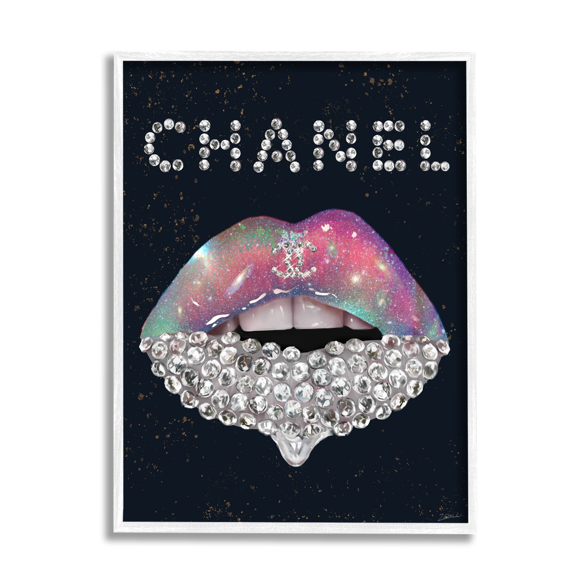 Stupell Industries Fashion Brand Glam Lips Beauty & Fashion Painting White Framed Art Print Wall Art, 24 x 30