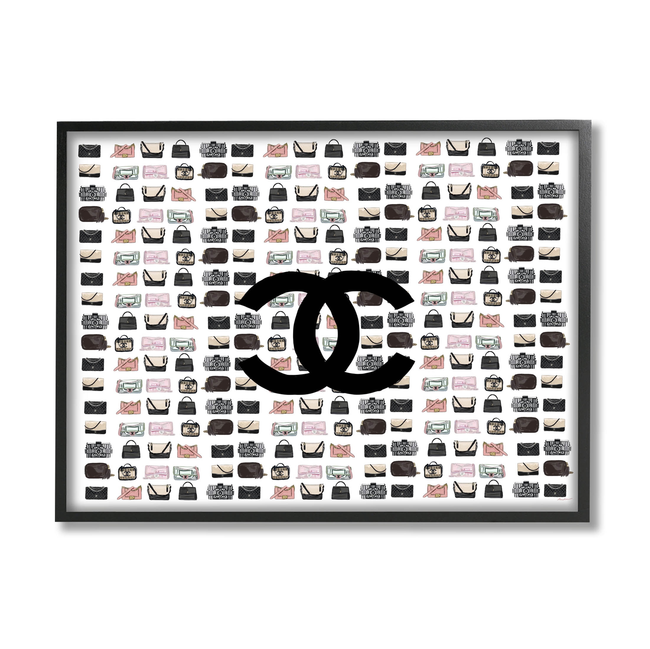 Stupell Industries Fashion Brand Glam Purses Graphic Art Black Framed Art Print Wall Art, Design by Amelia Noyes