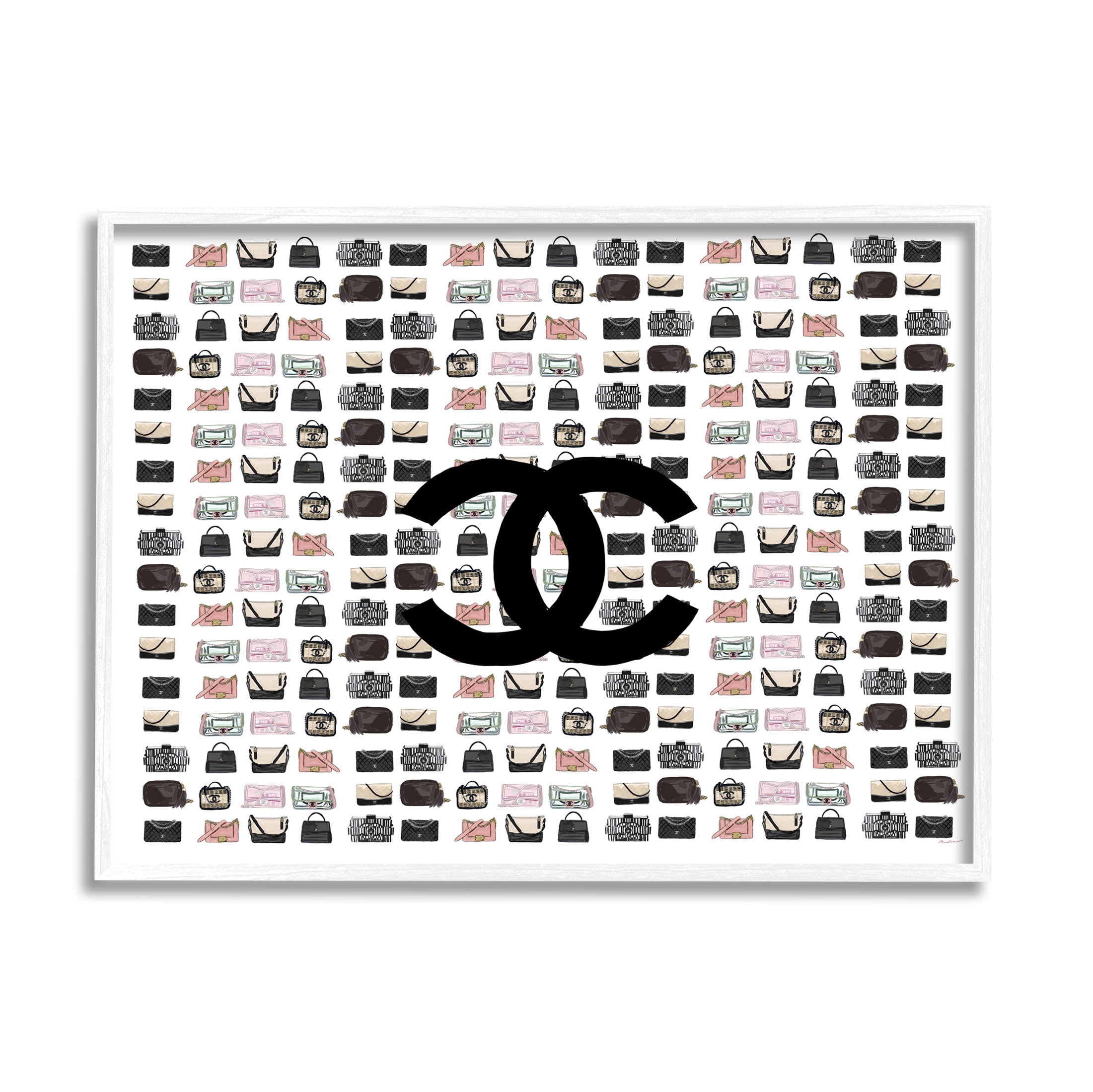 Stupell Industries Fashion Brand Glam Purses Graphic Art White Framed Art Print Wall Art, Design by Amelia Noyes