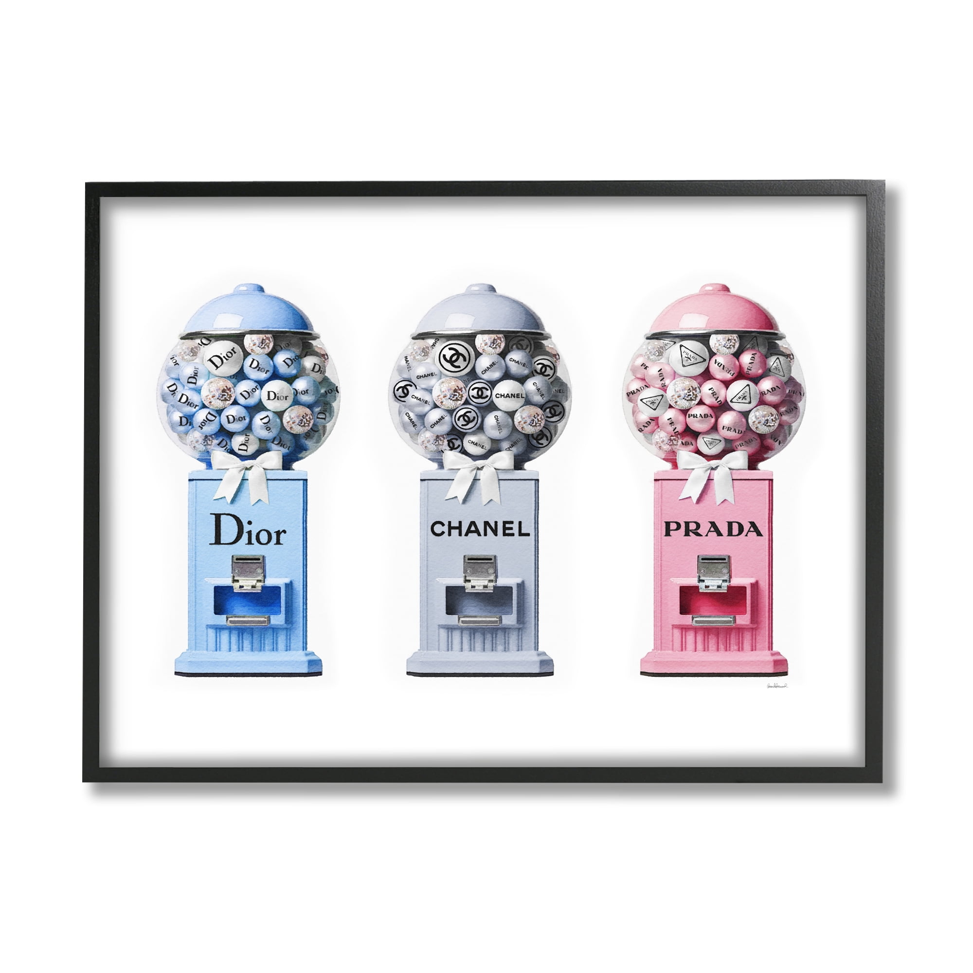 Stupell Industries Fashion Brand Gumballs Beauty & Fashion Painting Black Framed Art Print Wall Art, 20 x 16