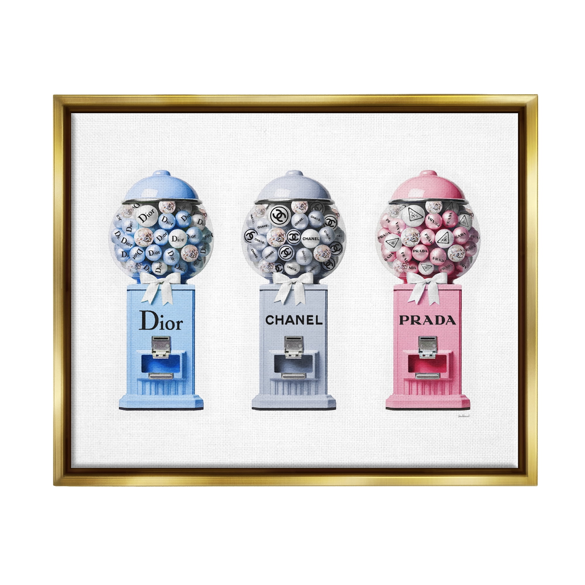 Stupell Industries Fashion Brand Gumballs Beauty & Fashion Painting Gold Floater Framed Canvas Art Print Wall Art, 31 x 25
