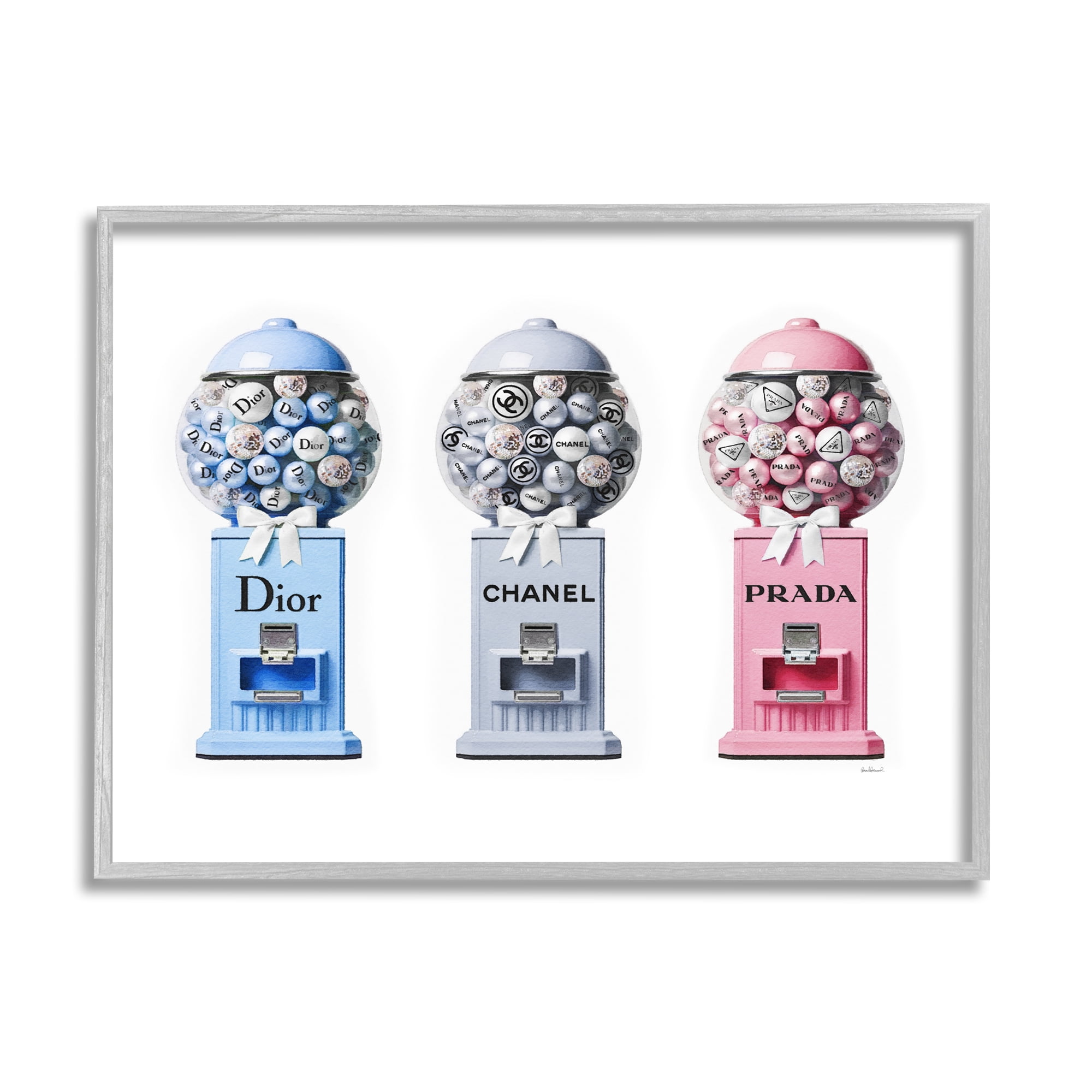 Stupell Industries Fashion Brand Gumballs Beauty & Fashion Painting Gray Framed Art Print Wall Art, 20 x 16