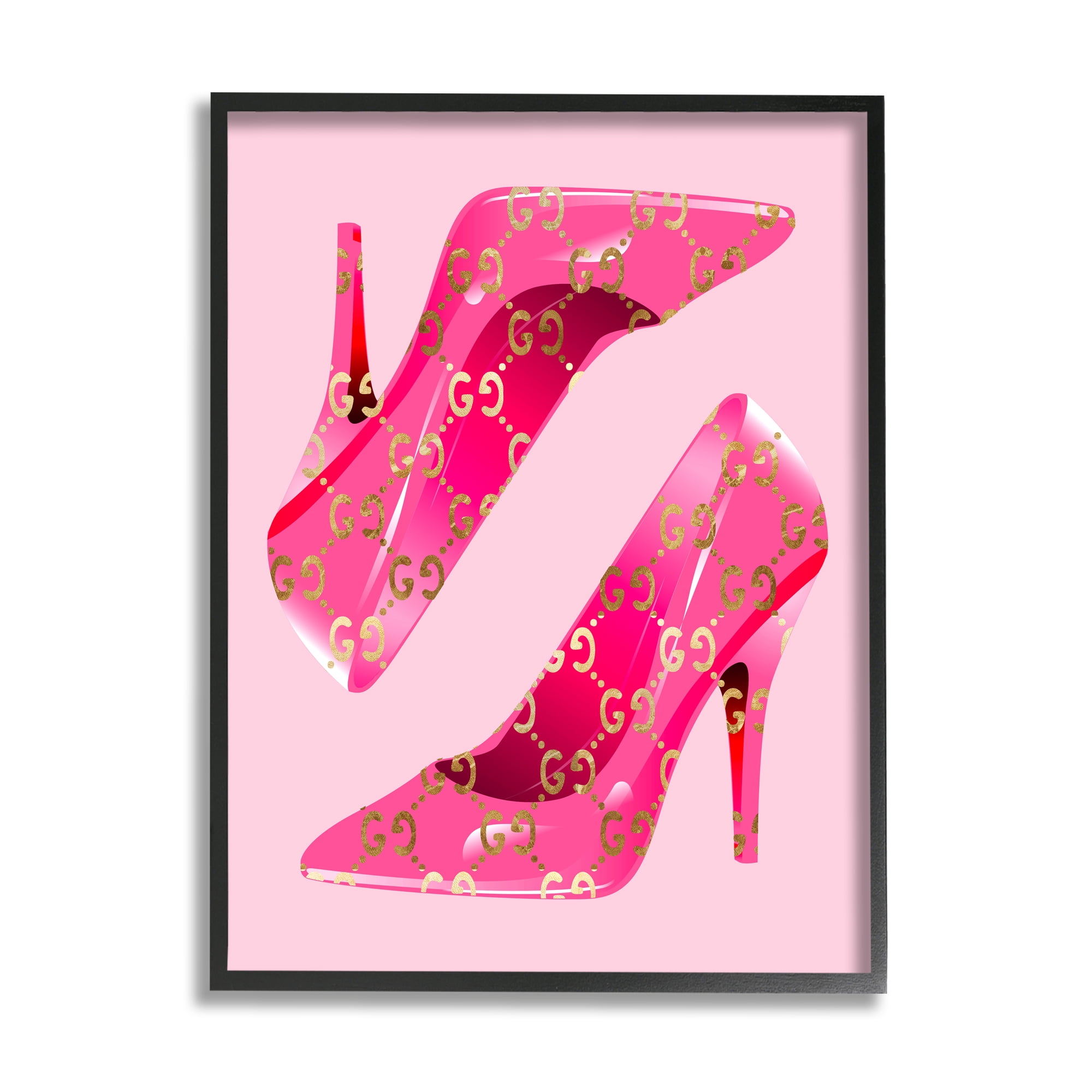 Stupell Industries Fashion Brand Heels Beauty & Fashion Painting Black Framed Art Print Wall Art, 11 x 14