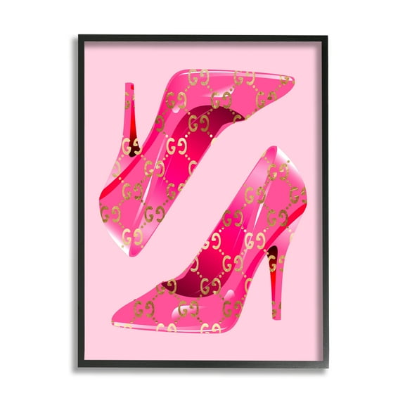 Stupell Industries Fashion Brand Heels Beauty & Fashion Painting Black Framed Art Print Wall Art, 11 x 14