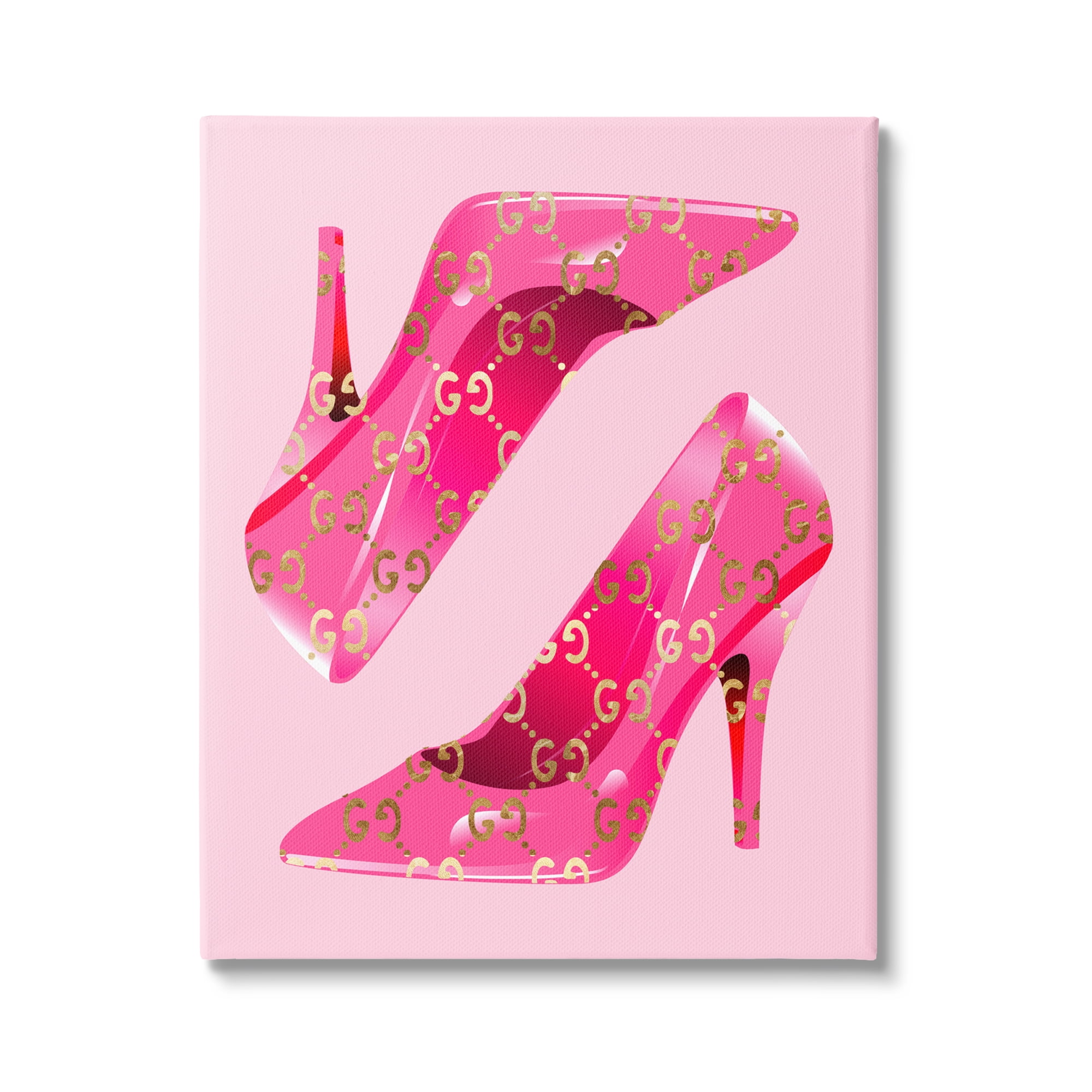 Pink and Gold High Heel Fashion Canvas Wall Art, 16 x 20