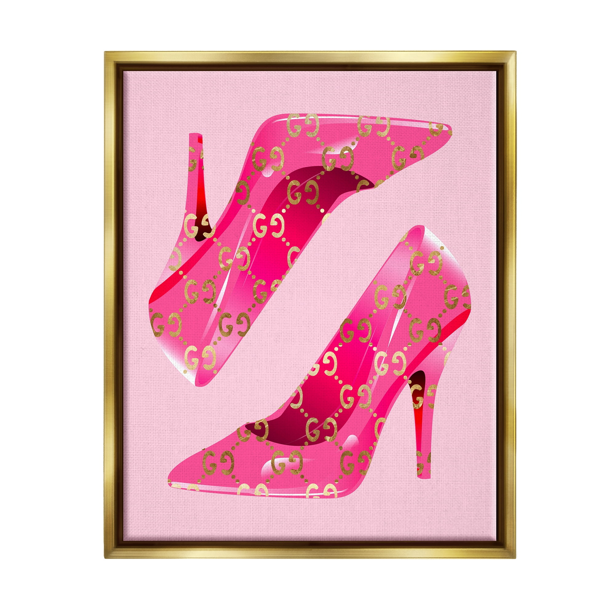 Gold Framed Pink High Heels Canvas Art Print, 17 x 21