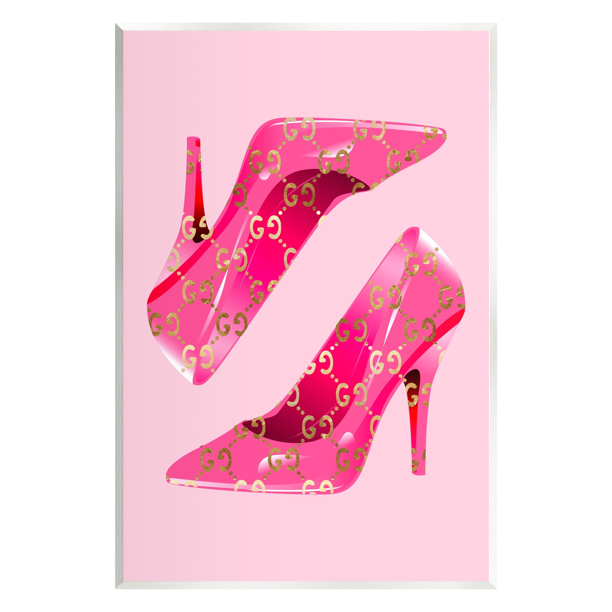 Pink and Gold Fashion Heels Glam Wall Art Plaque
