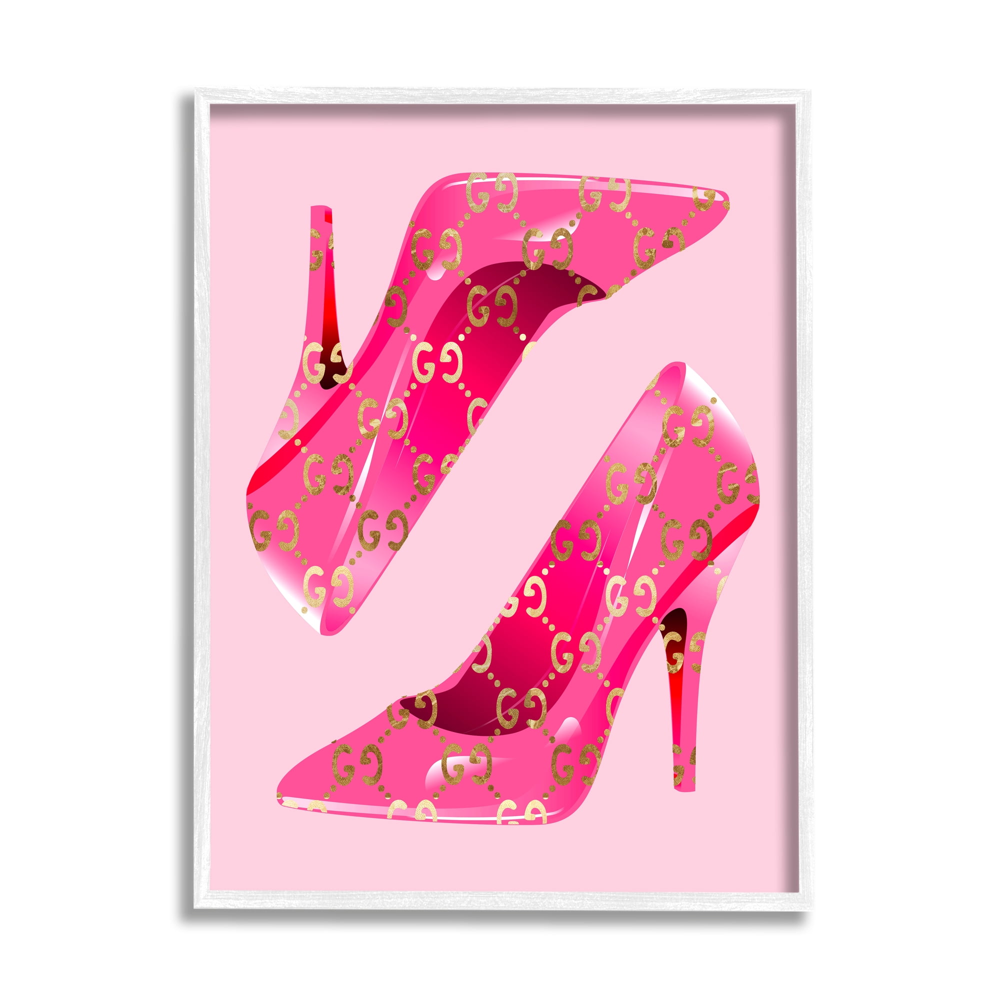 Stupell Industries Fashion Brand Heels Beauty & Fashion Painting White Framed Art Print Wall Art, 16 x 20