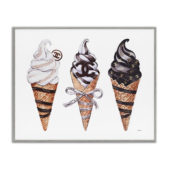 Stupell Industries Fashion Brand Ice Cream Gray Framed Giclee Art design by Amanda Greenwood, 24 x 30