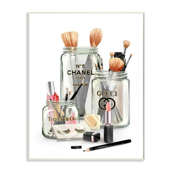 Stupell Industries Fashion Brand Makeup In Mason Jars Glam Design Graphic Art Unframed Art Print Wall Art, 13x19, by Ziwei Li