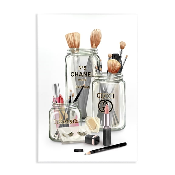 Stupell Industries Contemporary Fashion Brand Makeup In Jars Wall Plaque Art, 10 x 15, by Ziwei Li