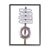 Stupell Industries Fashion Brand Nautical Directions Graphic Art Black Framed Art Print Wall Art, Design by Amelia Noyes