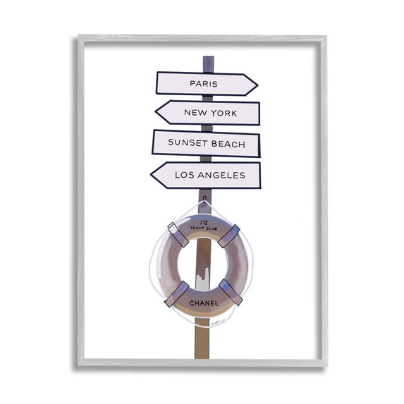 Stupell Industries Fashion Brand Nautical Directions Graphic Art Gray Framed Art Print Wall Art, Design by Amelia Noyes