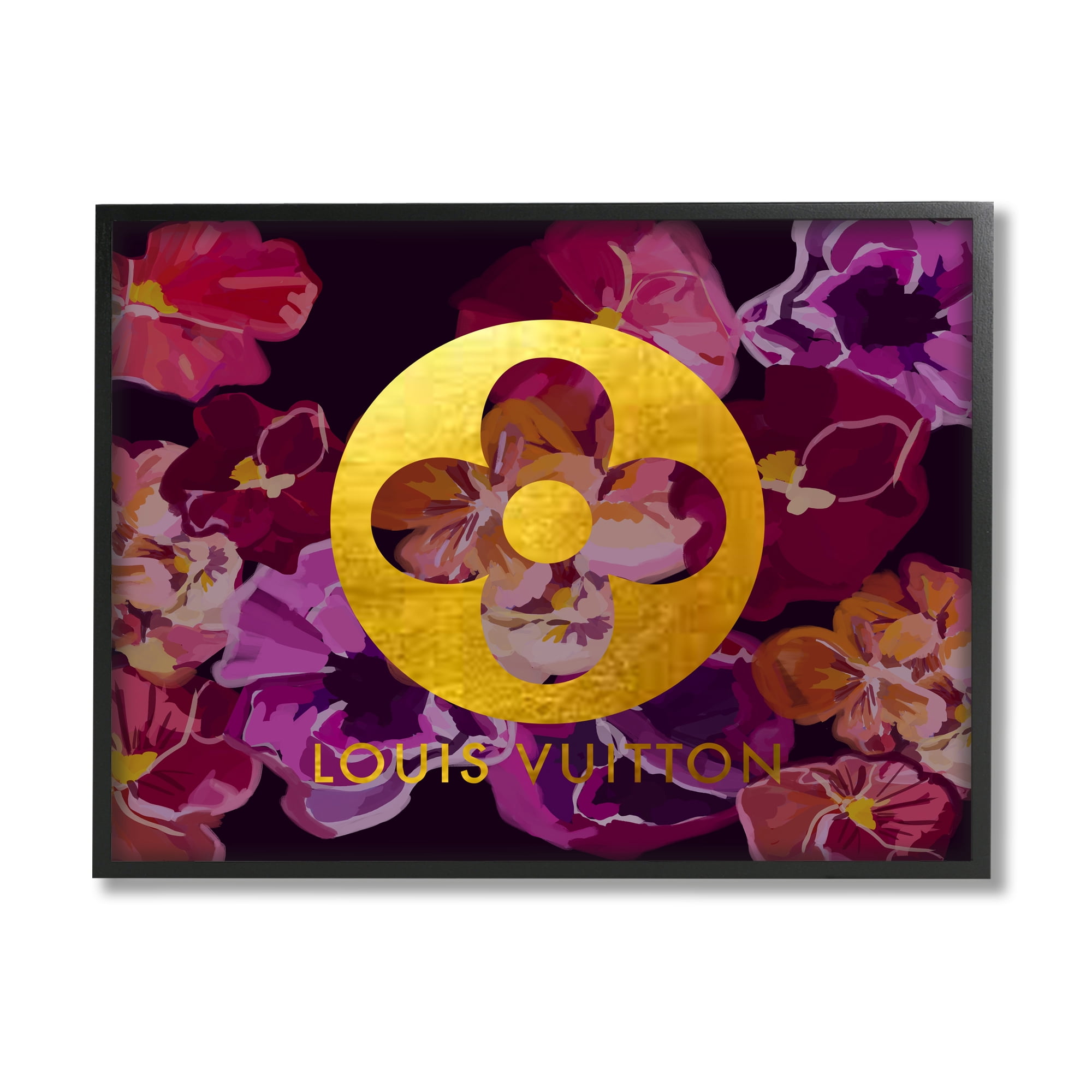 Stupell Industries Fashion Brand Purple Flowers Beauty & Fashion Painting Black Framed Art Print Wall Art, 20 x 16