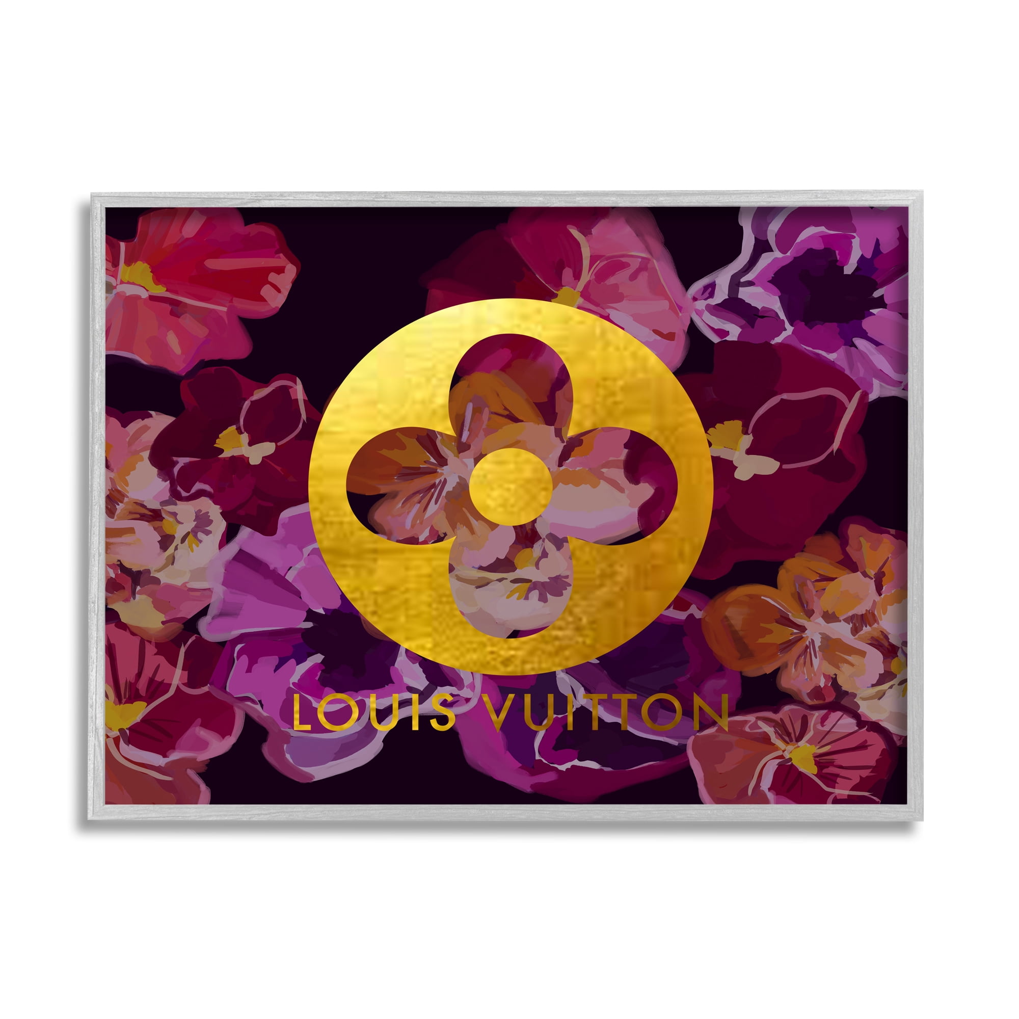 Stupell Industries Fashion Brand Purple Flowers Beauty & Fashion Painting Gray Framed Art Print Wall Art, 14 x 11