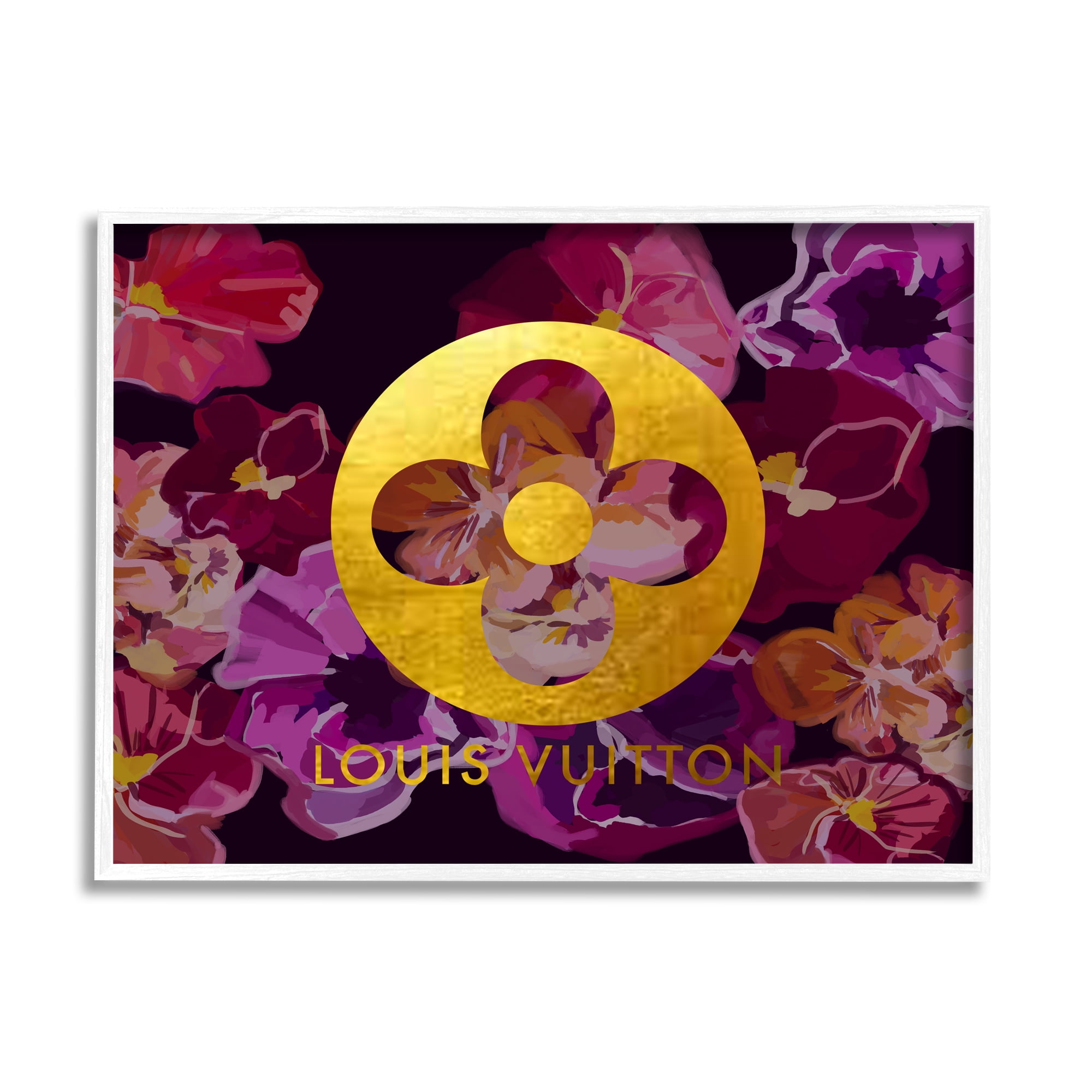 Stupell Industries Fashion Brand Purple Flowers Beauty & Fashion Painting White Framed Art Print Wall Art, 30 x 24