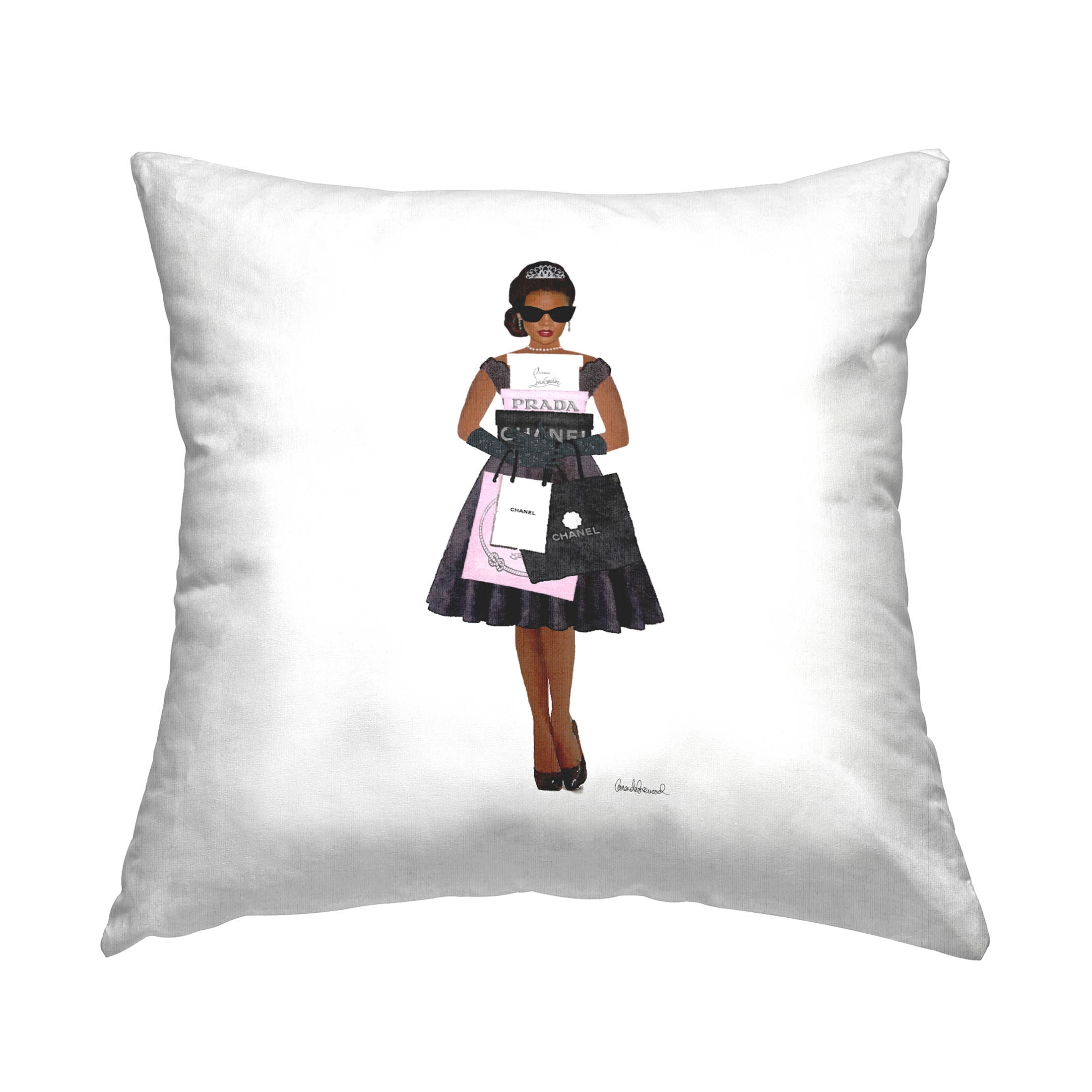 Stupell Industries Fashion Brand Shopping Girl Printed Throw Pillow Design by Amanda Greenwood