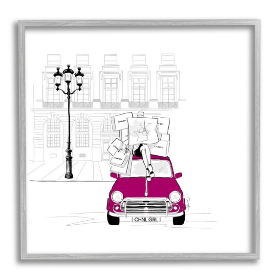 Stupell Industries Fashion Brand Shopping Town Graphic Art Gray Framed Art Print Wall Art, Design by Alison Petrie