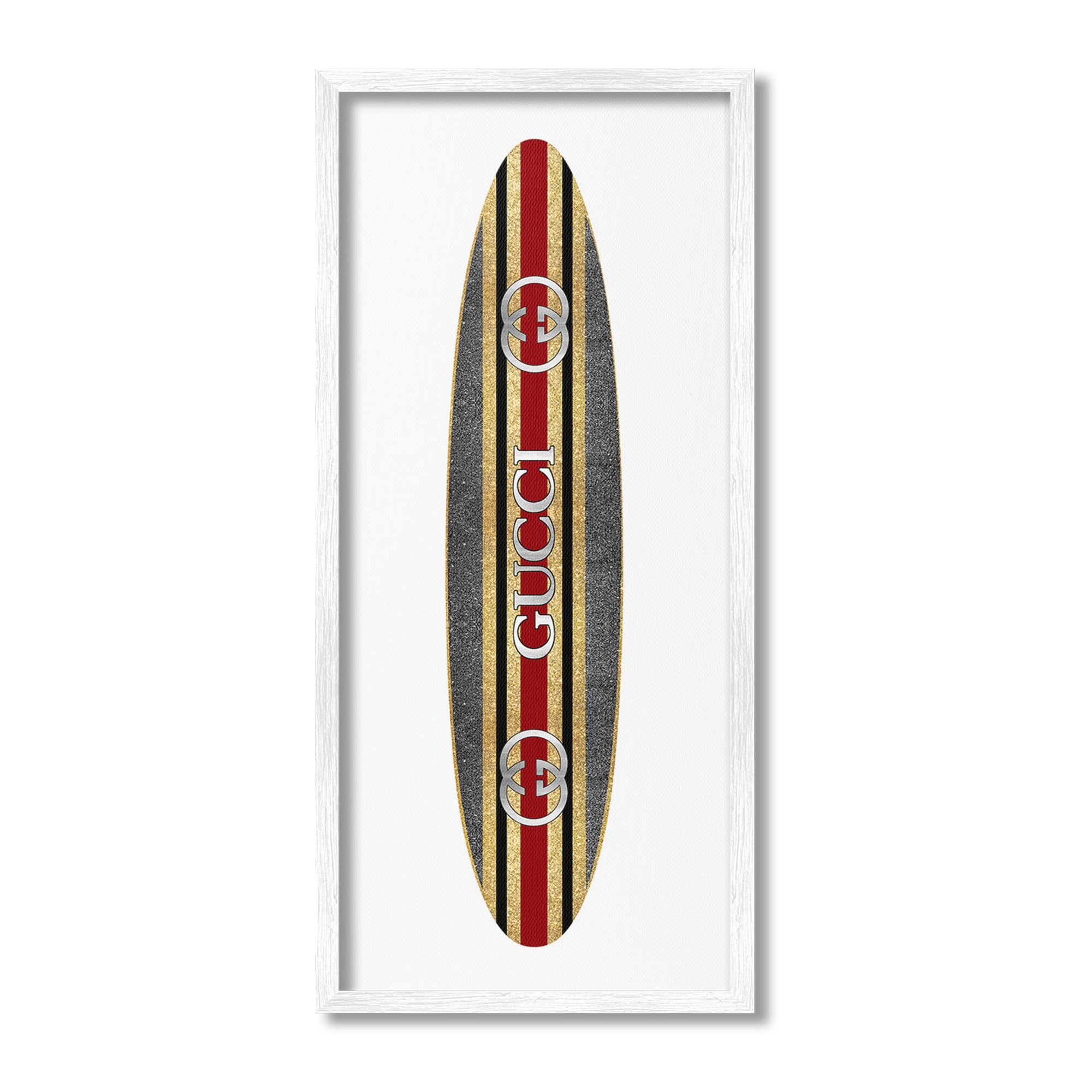 Stupell Industries Fashion Brand Surfboard Nature Painting White Framed Art Print Wall Art, 10 x 24