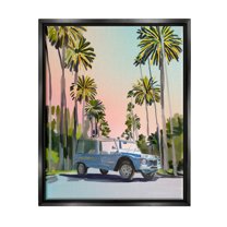 Stupell Industries Fashion Brand Tropical Truck Transportation Painting Black Floater Framed Canvas Art Print Wall Art, 17 x 21