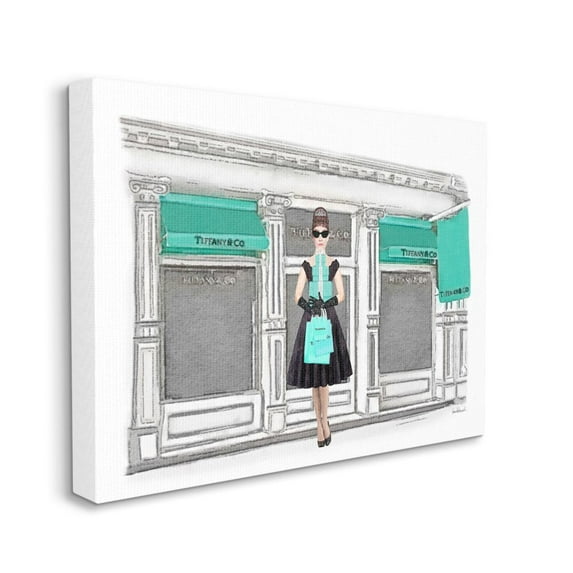 Stupell Industries Fashion Building Woman Shopper Blue Glam Watercolor Design Canvas Wall Art by Amanda Greenwood