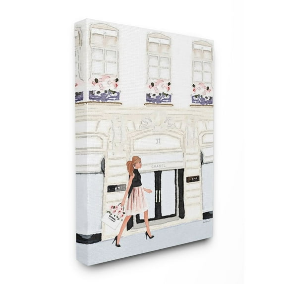 Stupell Industries Fashion Building Woman Shopper Glam Watercolor Design Canvas Wall Art by Amanda Greenwood
