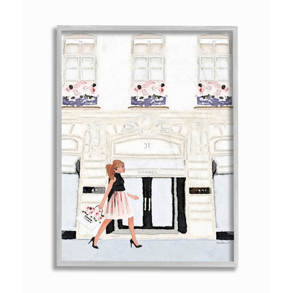 Stupell Industries Fashion Building Woman Shopper Glam Watercolor Design Framed Wall Art by Amanda Greenwood