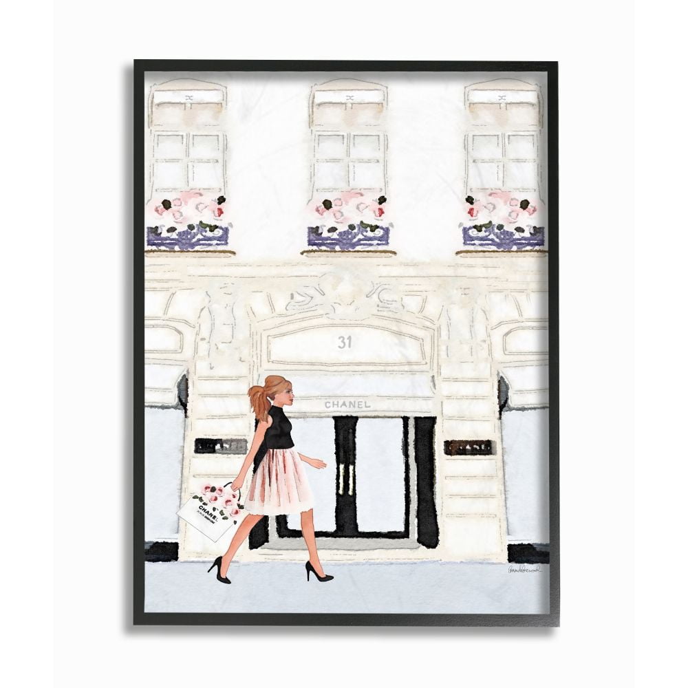 Stupell Industries Fashion Building Woman Shopper Glam Watercolor Design Framed Wall Art by Amanda Greenwood