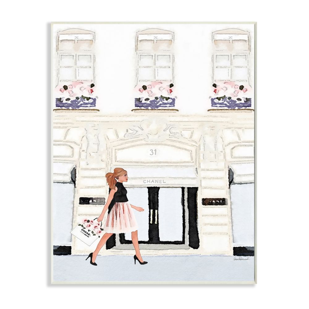 Stupell Industries Fashion Building Woman Shopper Glam Watercolor Design Wall Plaque by Amanda Greenwood