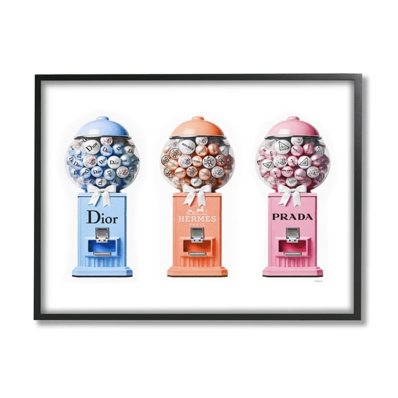Stupell Industries Fashion Candy Dispensers Beauty & Fashion Painting Black Framed Art Print Wall Art, 14 x 11