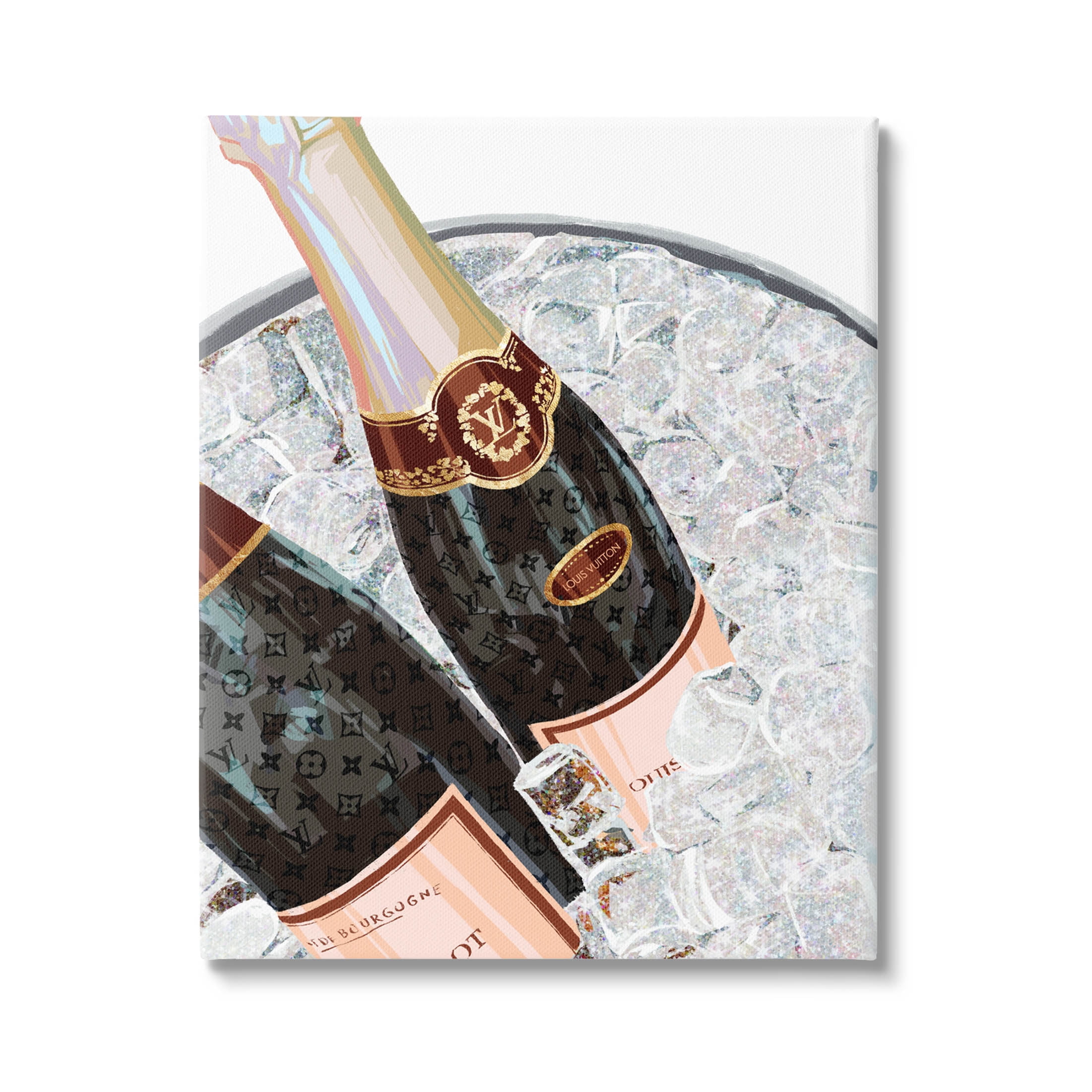 Stupell Industries " Fashion Champagne Bottles Gleaming Ice " by Ziwei Li Painting Print
