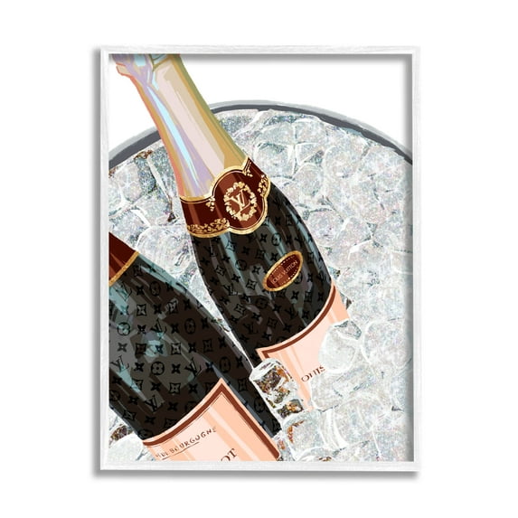Stupell Industries Fashion Champagne Bottles Gleaming Ice Graphic Art White Framed Art Print Wall Art, Design by Ziwei Li