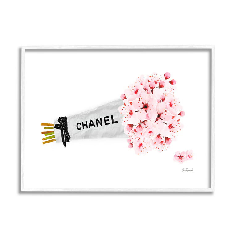Stupell Industries Fashion Chanel Wrapped Cherry Blossoms Graphic Art White  Framed Art Print Wall Art, 11x14, by Amanda Greenwood 