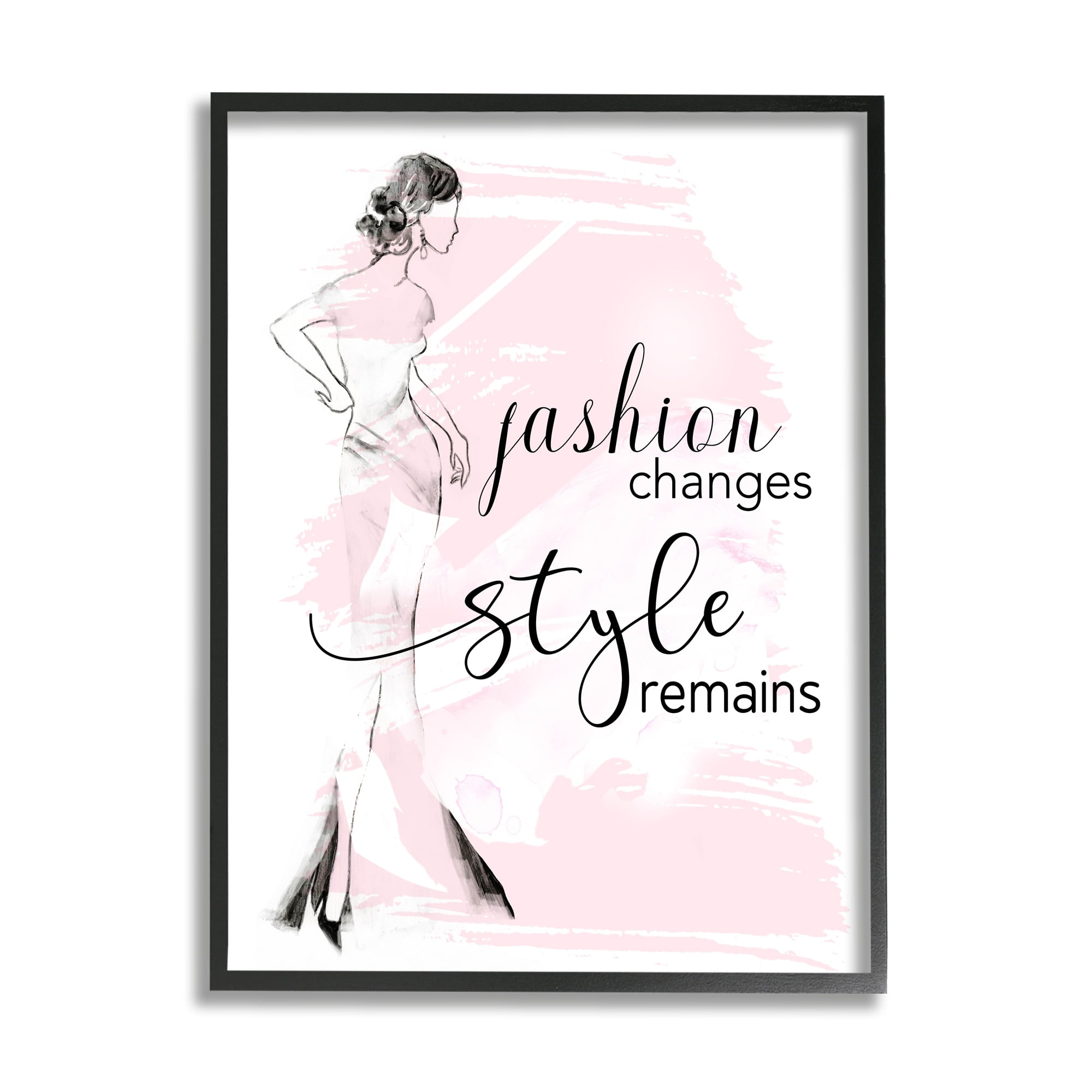 Stupell Industries Fashion Changes Style Remains Glam Quote Woman Graphic Art Black Framed Art Print Wall Art, Design by Tava Studios
