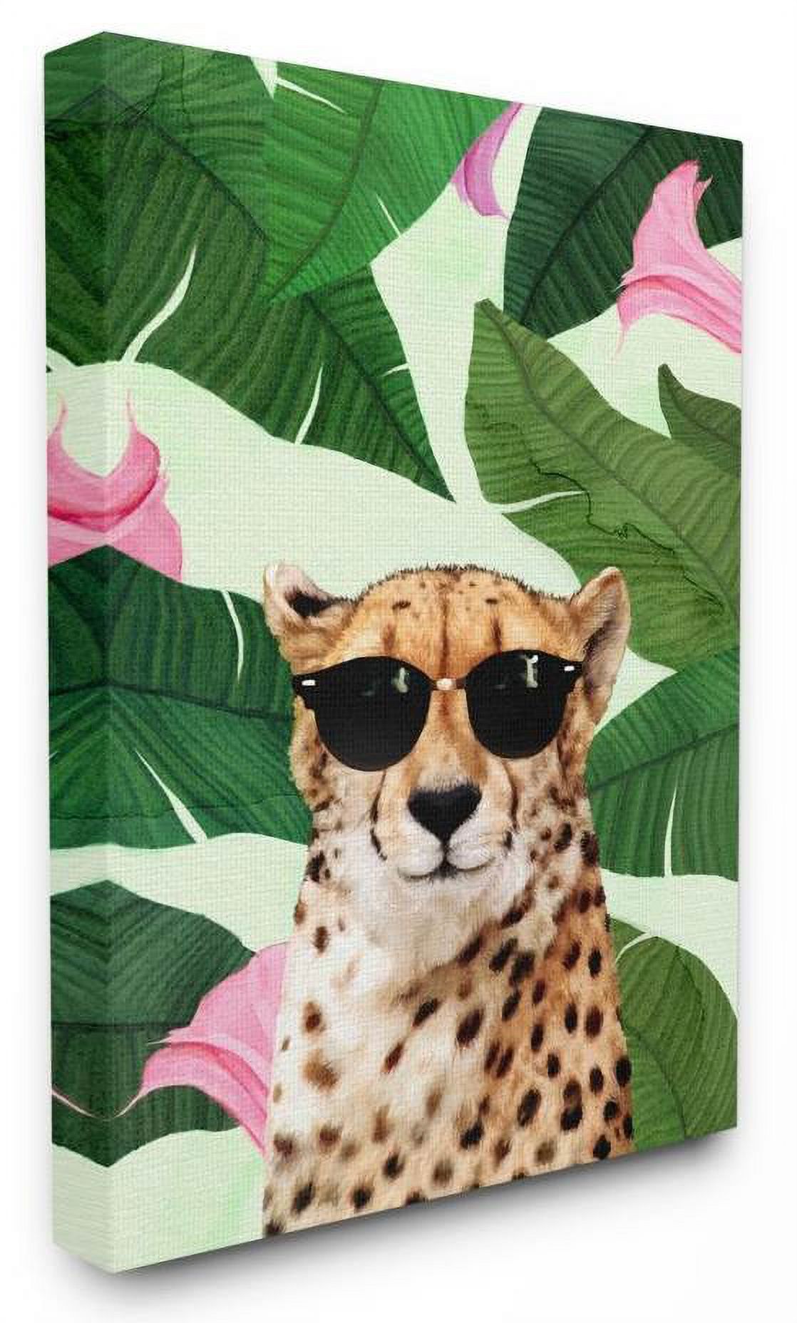 Stupell Industries Fashion Cheetah Funny Flower Tropical Painting Canvas Wall Art by Ziwei Li